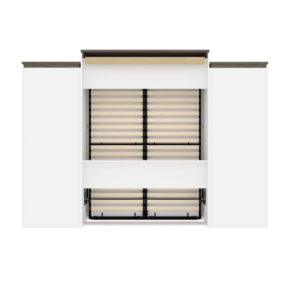 Bestar - Orion 124W Queen Murphy Bed with Multifunctional Storage (125W) in White & Walnut Grey - 116873-000017 veiw 4