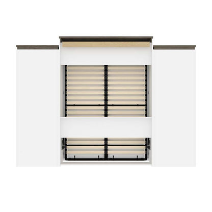 Bestar - Orion 124W Queen Murphy Bed with Multifunctional Storage (125W) in White & Walnut Grey - 116873-000017 veiw 4