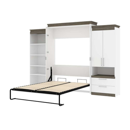 Bestar - Orion 124W Queen Murphy Bed with Multifunctional Storage (125W) in White & Walnut Grey - 116873-000017 veiw 6