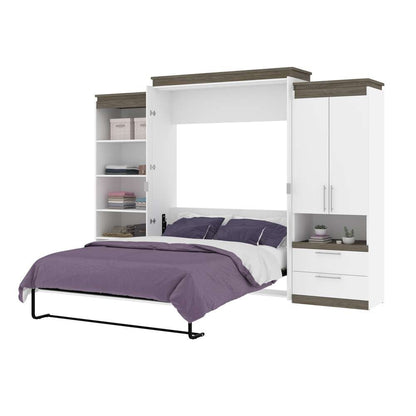 Bestar - Orion 124W Queen Murphy Bed with Multifunctional Storage (125W) in White & Walnut Grey - 116873-000017 veiw 7