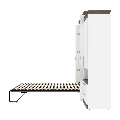 Bestar - Orion 124W Queen Murphy Bed with Multifunctional Storage (125W) in White & Walnut Grey - 116873-000017 veiw 9