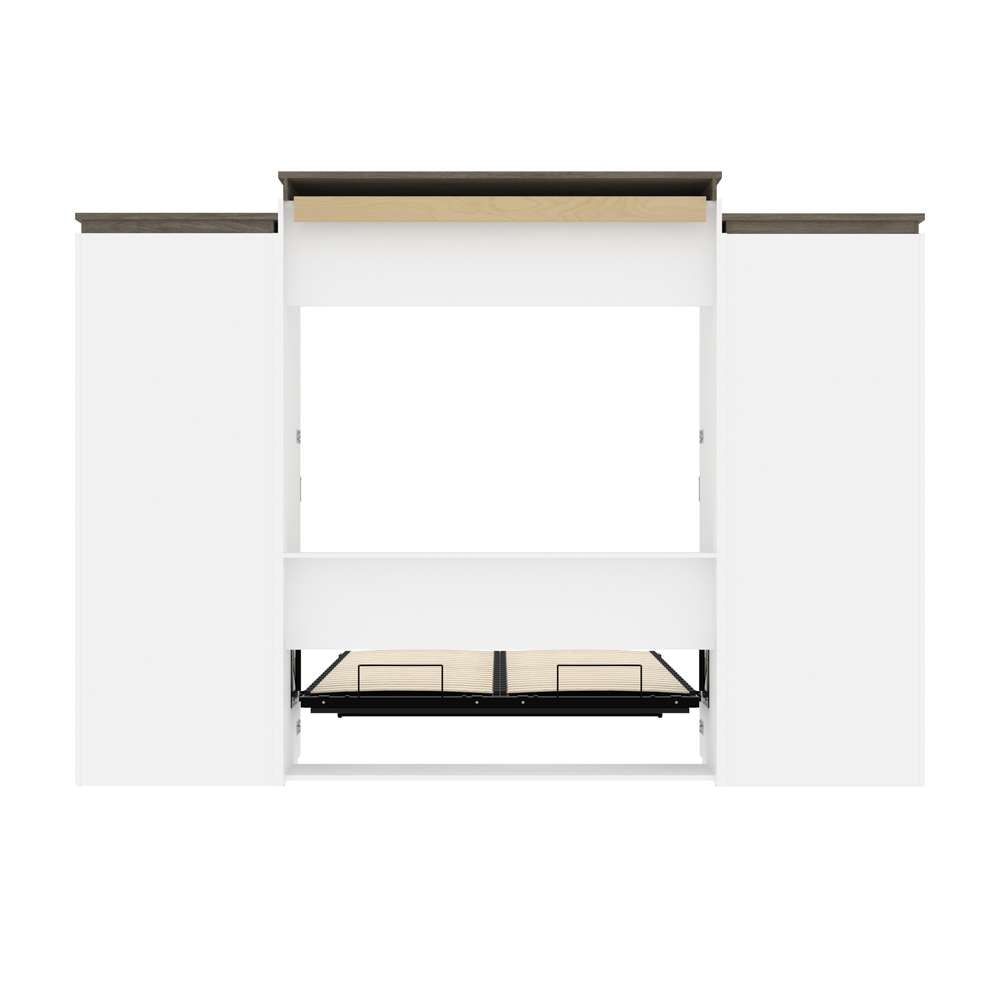 Bestar - Orion 124W Queen Murphy Bed with Multifunctional Storage (125W) in White & Walnut Grey - 116873-000017 veiw 10