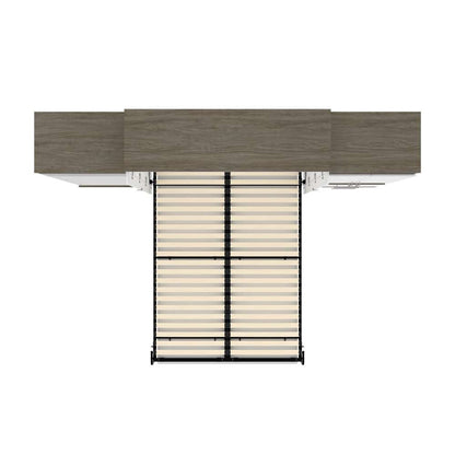 Bestar - Orion 124W Queen Murphy Bed with Multifunctional Storage (125W) in White & Walnut Grey - 116873-000017 veiw 11