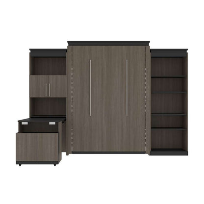 Bestar - Orion 124W Queen Murphy Bed with Shelving and Fold-Out Desk (125W) in Bark Gray & Graphite - 116876-000047 veiw 3