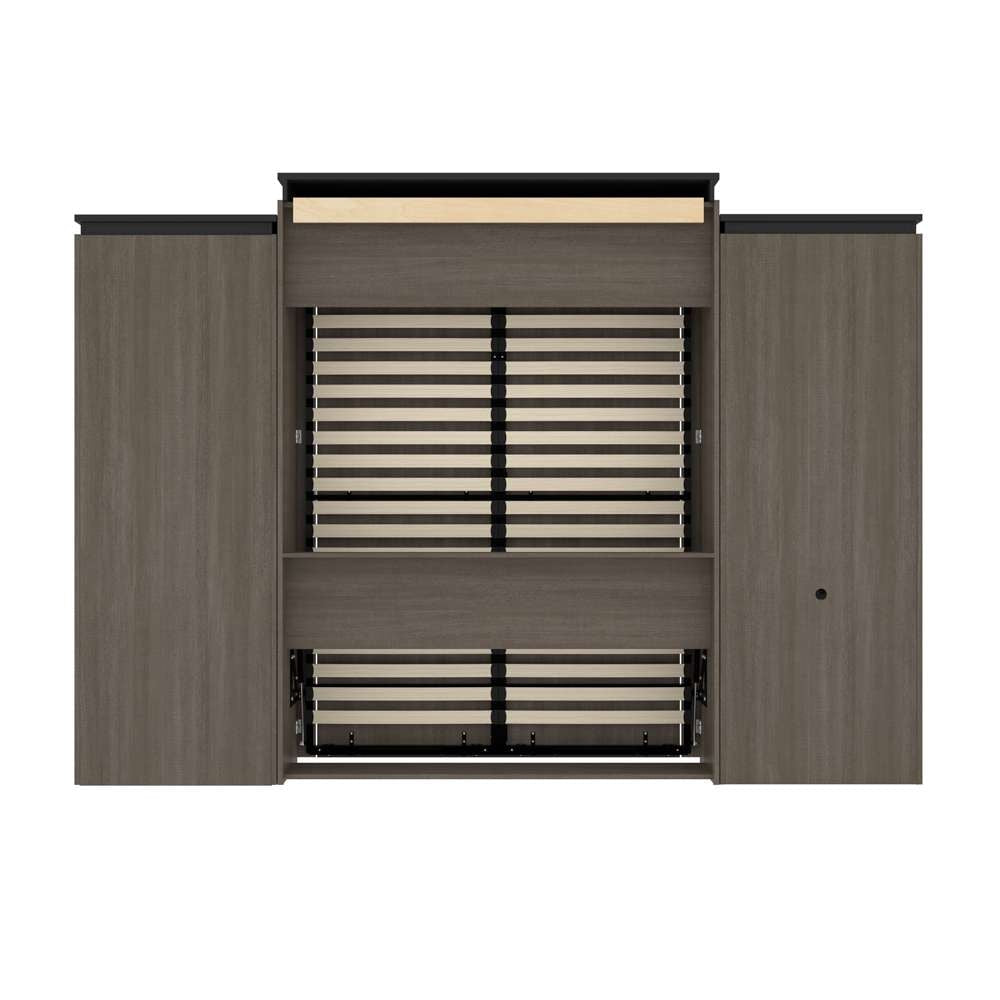 Bestar - Orion 124W Queen Murphy Bed with Shelving and Fold-Out Desk (125W) in Bark Gray & Graphite - 116876-000047 veiw 5