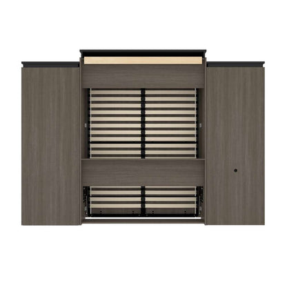 Bestar - Orion 124W Queen Murphy Bed with Shelving and Fold-Out Desk (125W) in Bark Gray & Graphite - 116876-000047 veiw 5