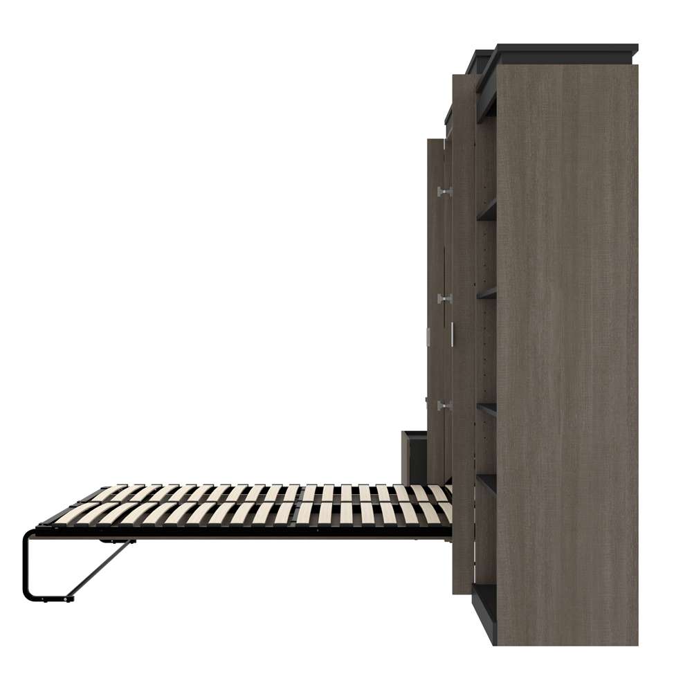 Bestar - Orion 124W Queen Murphy Bed with Shelving and Fold-Out Desk (125W) in Bark Gray & Graphite - 116876-000047 veiw 10