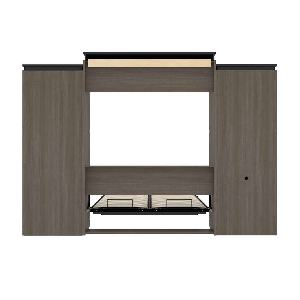 Bestar - Orion 124W Queen Murphy Bed with Shelving and Fold-Out Desk (125W) in Bark Gray & Graphite - 116876-000047 veiw 11