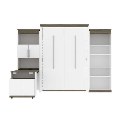 Bestar - Orion 124W Queen Murphy Bed with Shelving and Fold-Out Desk (125W) in White & Walnut Grey - 116876-000017 veiw 3