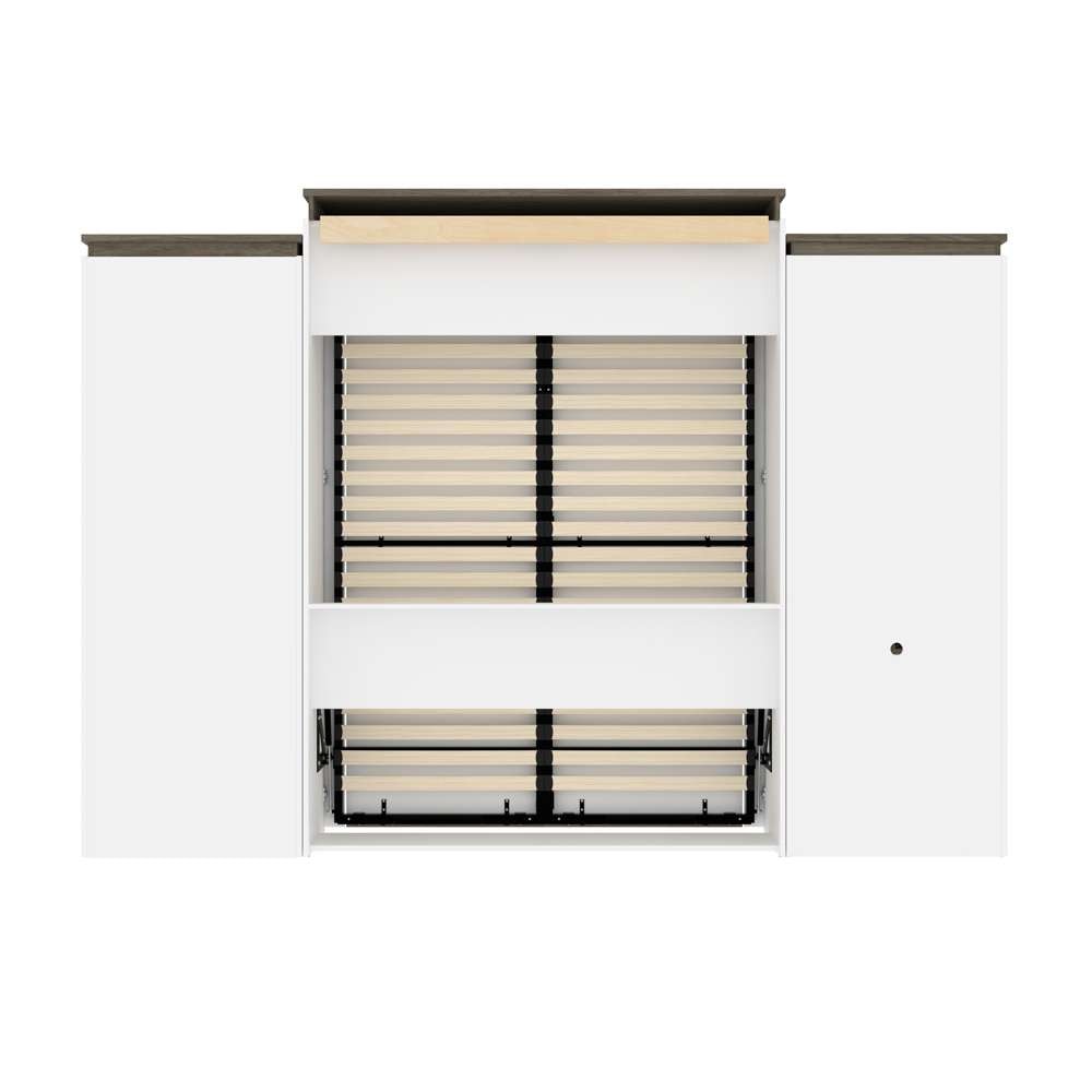 Bestar - Orion 124W Queen Murphy Bed with Shelving and Fold-Out Desk (125W) in White & Walnut Grey - 116876-000017 veiw 5