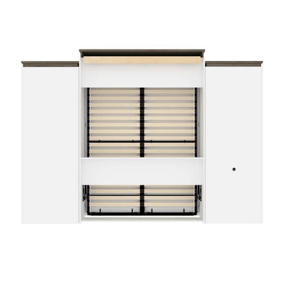 Bestar - Orion 124W Queen Murphy Bed with Shelving and Fold-Out Desk (125W) in White & Walnut Grey - 116876-000017 veiw 5