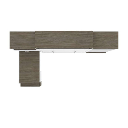 Bestar - Orion 124W Queen Murphy Bed with Shelving and Fold-Out Desk (125W) in White & Walnut Grey - 116876-000017 veiw 6