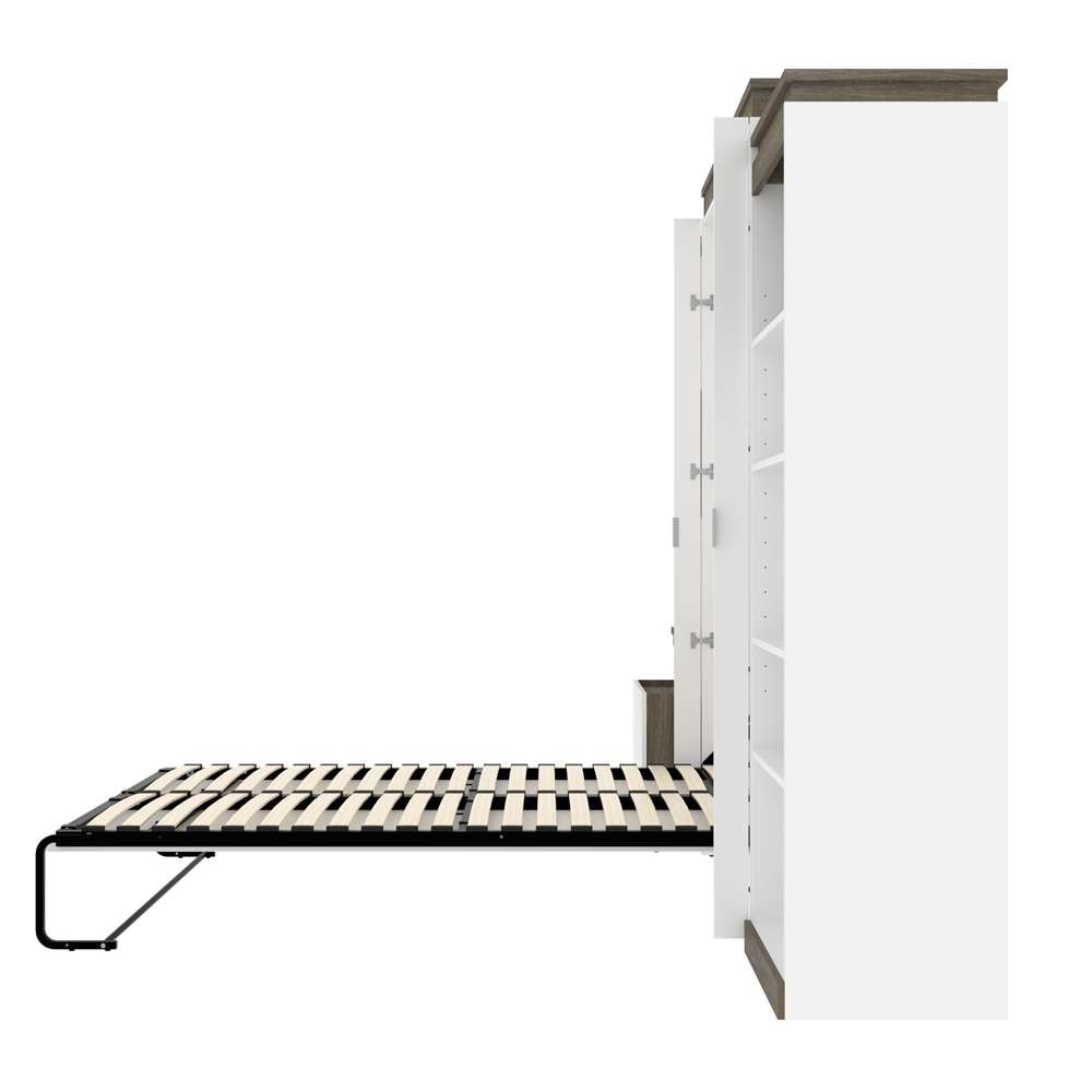 Bestar - Orion 124W Queen Murphy Bed with Shelving and Fold-Out Desk (125W) in White & Walnut Grey - 116876-000017 veiw 10