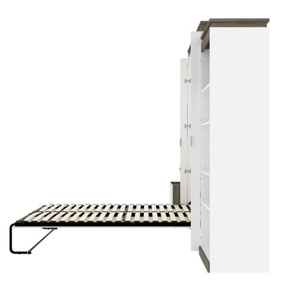 Bestar - Orion 124W Queen Murphy Bed with Shelving and Fold-Out Desk (125W) in White & Walnut Grey - 116876-000017 veiw 10