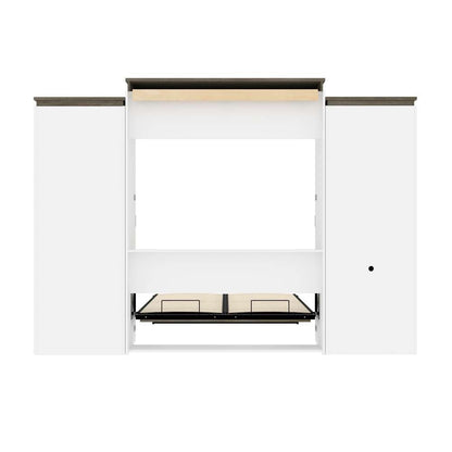 Bestar - Orion 124W Queen Murphy Bed with Shelving and Fold-Out Desk (125W) in White & Walnut Grey - 116876-000017 veiw 11