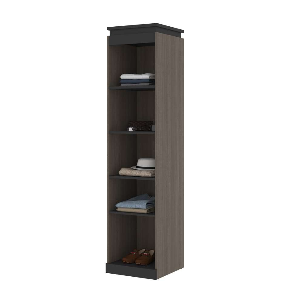 Bestar - Orion 20W Narrow Shelving Unit in Bark Gray & Graphite - 116162-000047 veiw 6