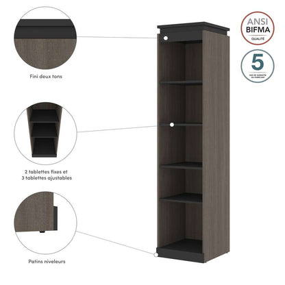 Bestar - Orion 20W Narrow Shelving Unit in Bark Gray & Graphite - 116162-000047 veiw 10