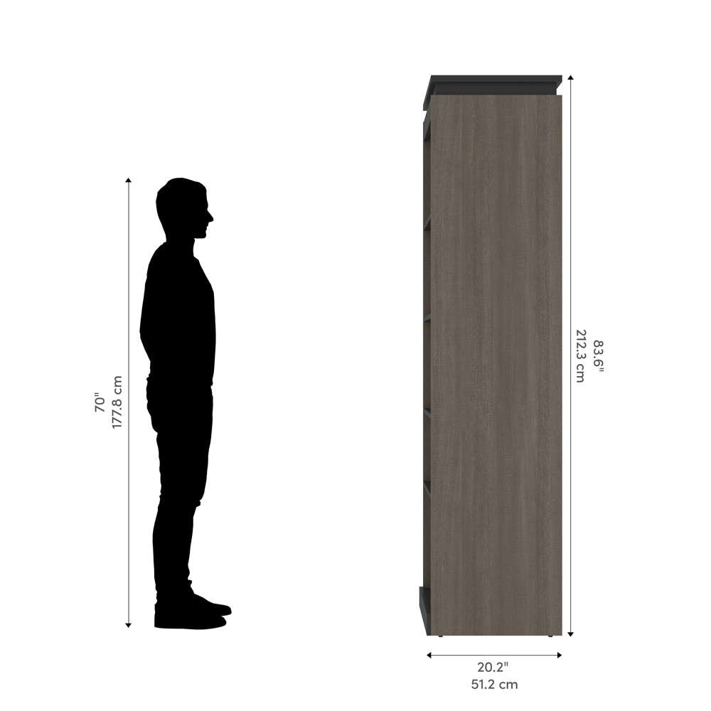 Bestar - Orion 20W Narrow Shelving Unit in Bark Gray & Graphite - 116162-000047 veiw 11