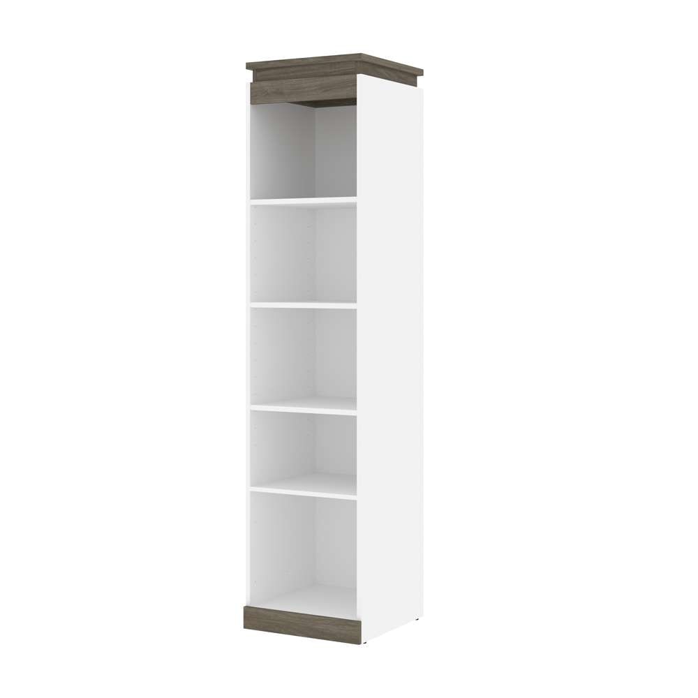 Bestar - Orion 20W Narrow Shelving Unit in White & Walnut Grey - 116162-000017 veiw 1