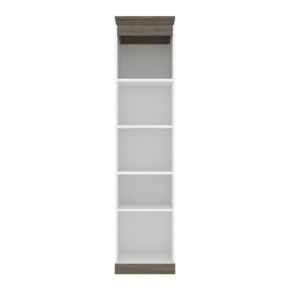 Bestar - Orion 20W Narrow Shelving Unit in White & Walnut Grey - 116162-000017 veiw 2