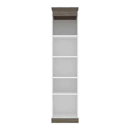Bestar - Orion 20W Narrow Shelving Unit in White & Walnut Grey - 116162-000017 veiw 2