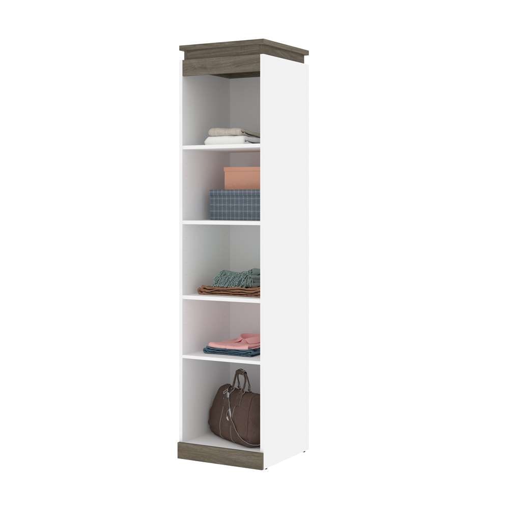 Bestar - Orion 20W Narrow Shelving Unit in White & Walnut Grey - 116162-000017 veiw 6