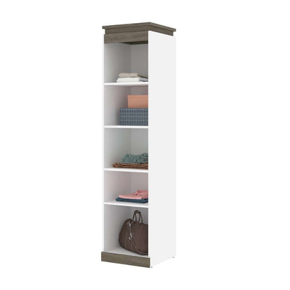 Bestar - Orion 20W Narrow Shelving Unit in White & Walnut Grey - 116162-000017 veiw 6