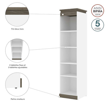 Bestar - Orion 20W Narrow Shelving Unit in White & Walnut Grey - 116162-000017 veiw 10