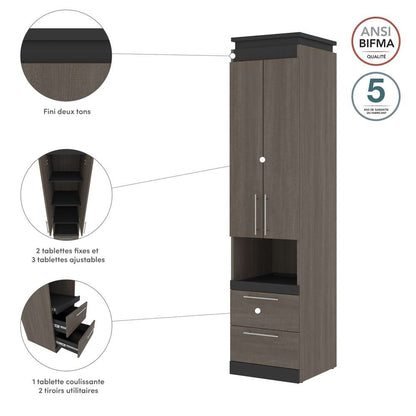 Bestar - Orion 20W Storage Cabinet with Pull-Out Shelf in Bark Gray & Graphite - 116165-000047 veiw 9