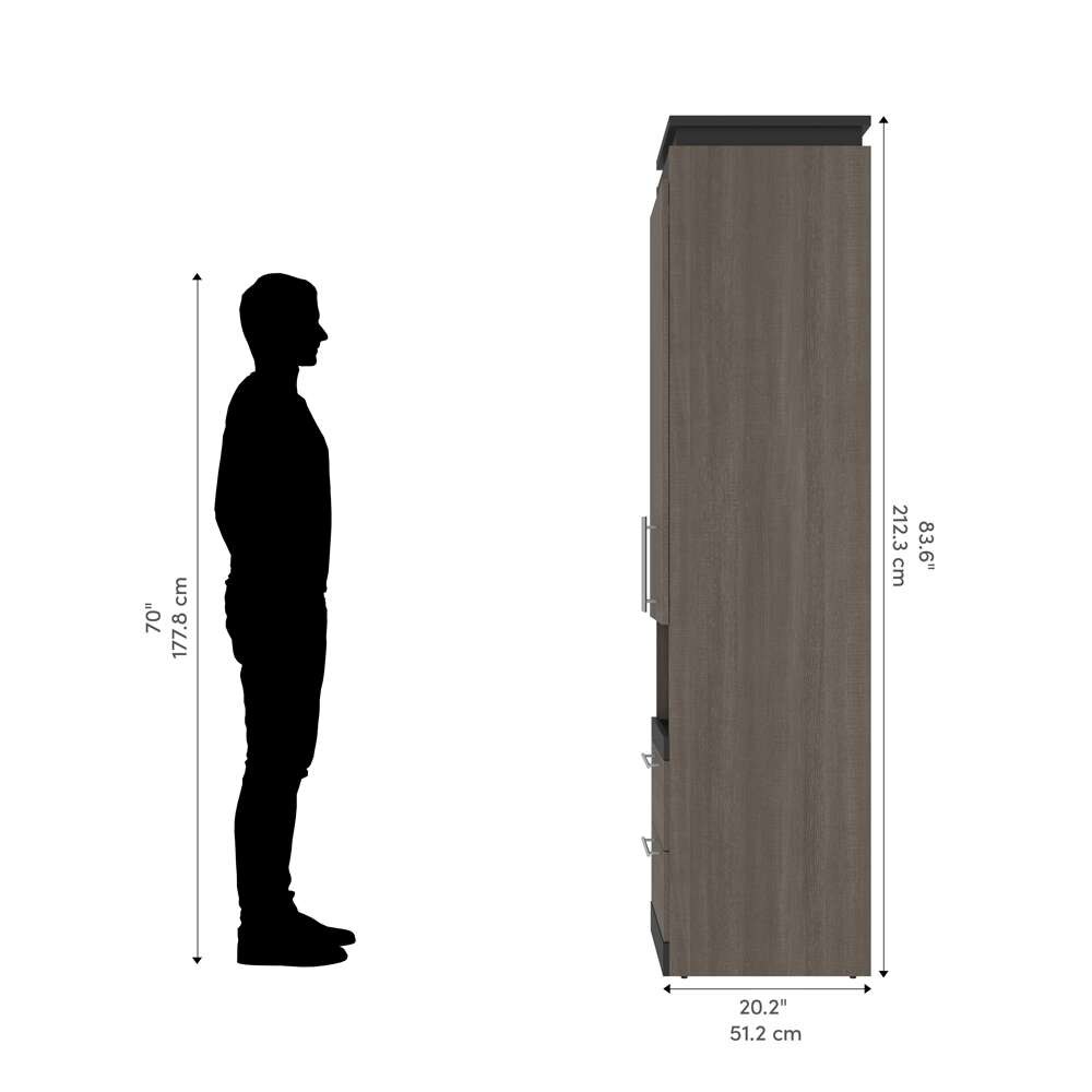 Bestar - Orion 20W Storage Cabinet with Pull-Out Shelf in Bark Gray & Graphite - 116165-000047 veiw 10