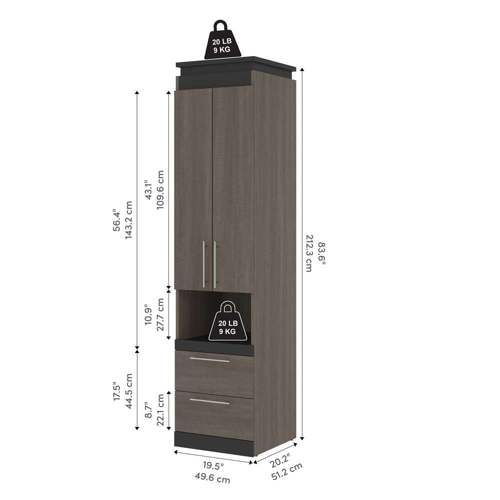 Bestar - Orion 20W Storage Cabinet with Pull-Out Shelf in Bark Gray & Graphite - 116165-000047 veiw 11
