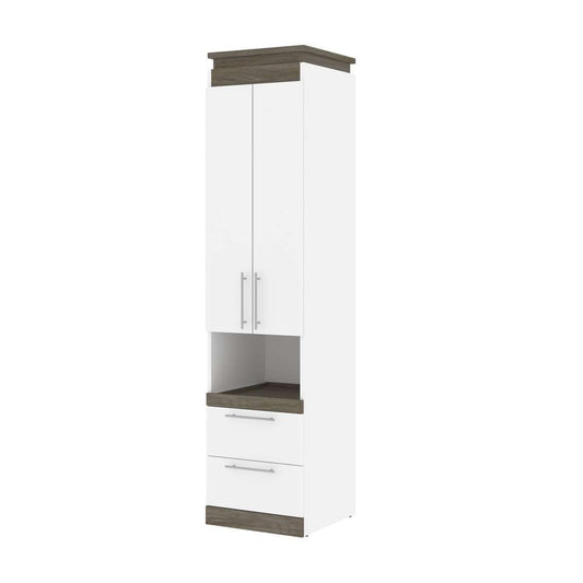 Bestar - Orion 20W Storage Cabinet with Pull-Out Shelf in White & Walnut Grey - 116165-000017 veiw 1