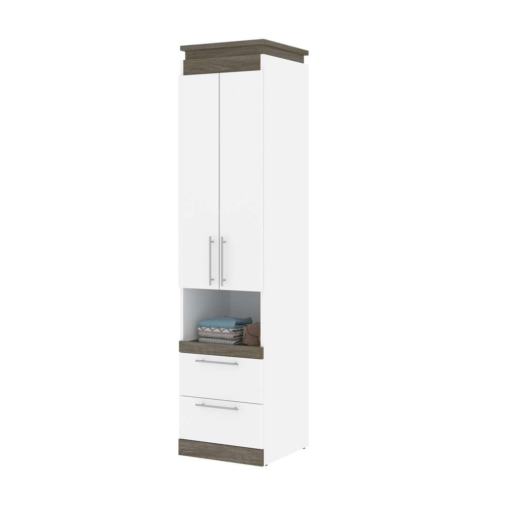 Bestar - Orion 20W Storage Cabinet with Pull-Out Shelf in White & Walnut Grey - 116165-000017 veiw 6
