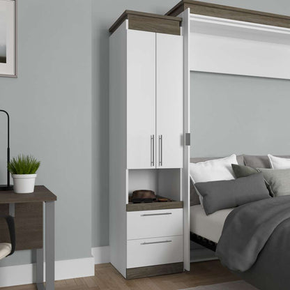 Bestar - Orion 20W Storage Cabinet with Pull-Out Shelf in White & Walnut Grey - 116165-000017 veiw 7