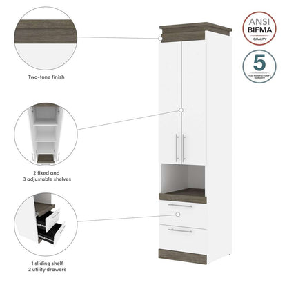 Bestar - Orion 20W Storage Cabinet with Pull-Out Shelf in White & Walnut Grey - 116165-000017 veiw 8