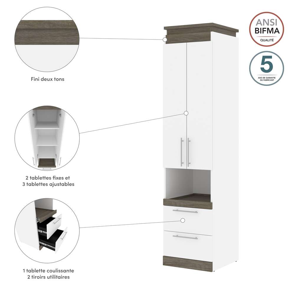 Bestar - Orion 20W Storage Cabinet with Pull-Out Shelf in White & Walnut Grey - 116165-000017 veiw 9