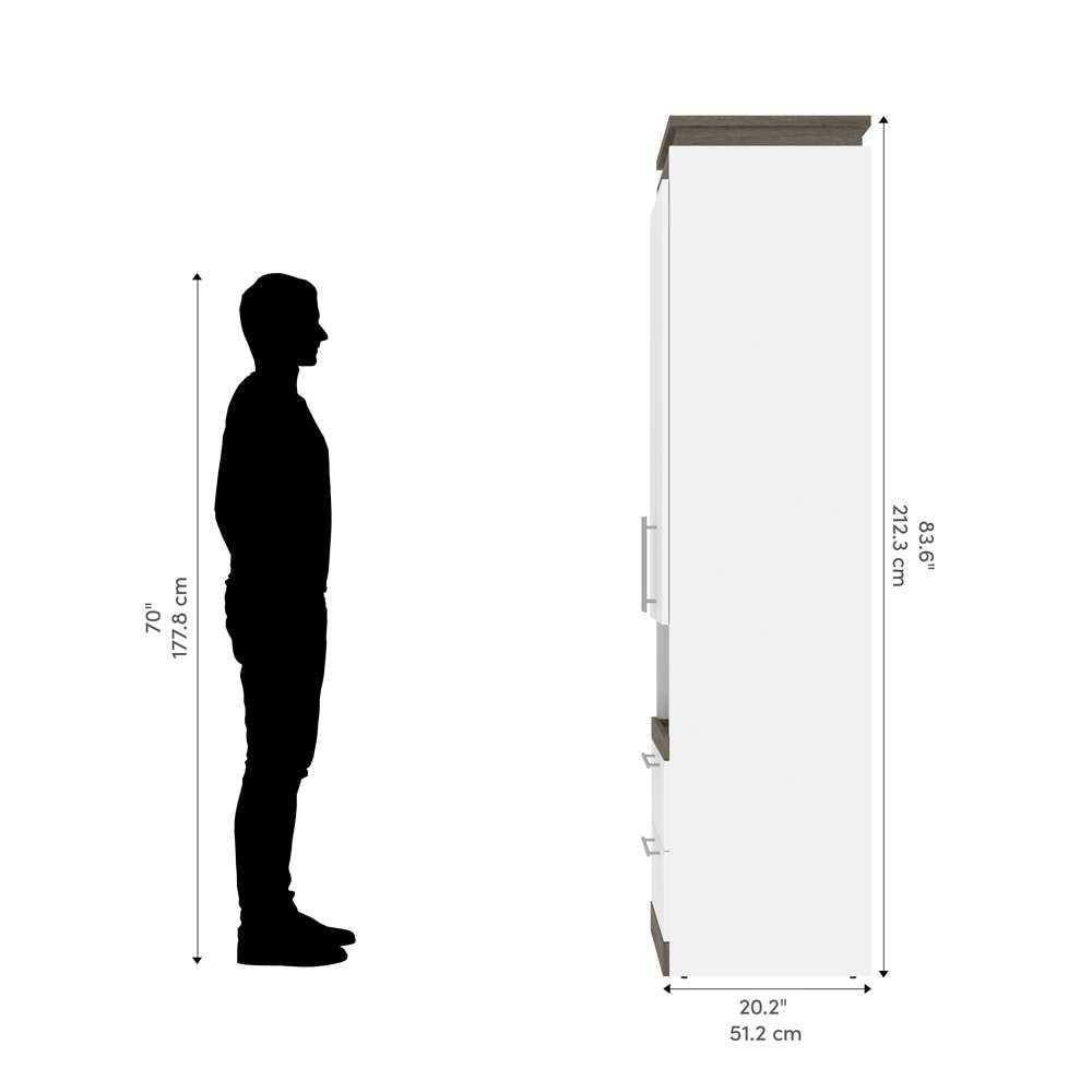 Bestar - Orion 20W Storage Cabinet with Pull-Out Shelf in White & Walnut Grey - 116165-000017 veiw 10