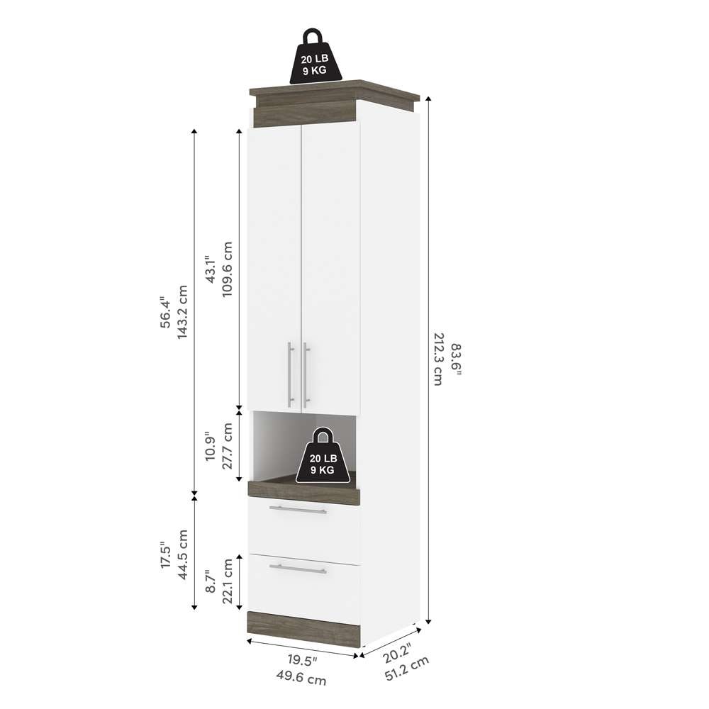 Bestar - Orion 20W Storage Cabinet with Pull-Out Shelf in White & Walnut Grey - 116165-000017 veiw 11