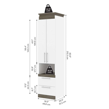 Bestar - Orion 20W Storage Cabinet with Pull-Out Shelf in White & Walnut Grey - 116165-000017 veiw 11