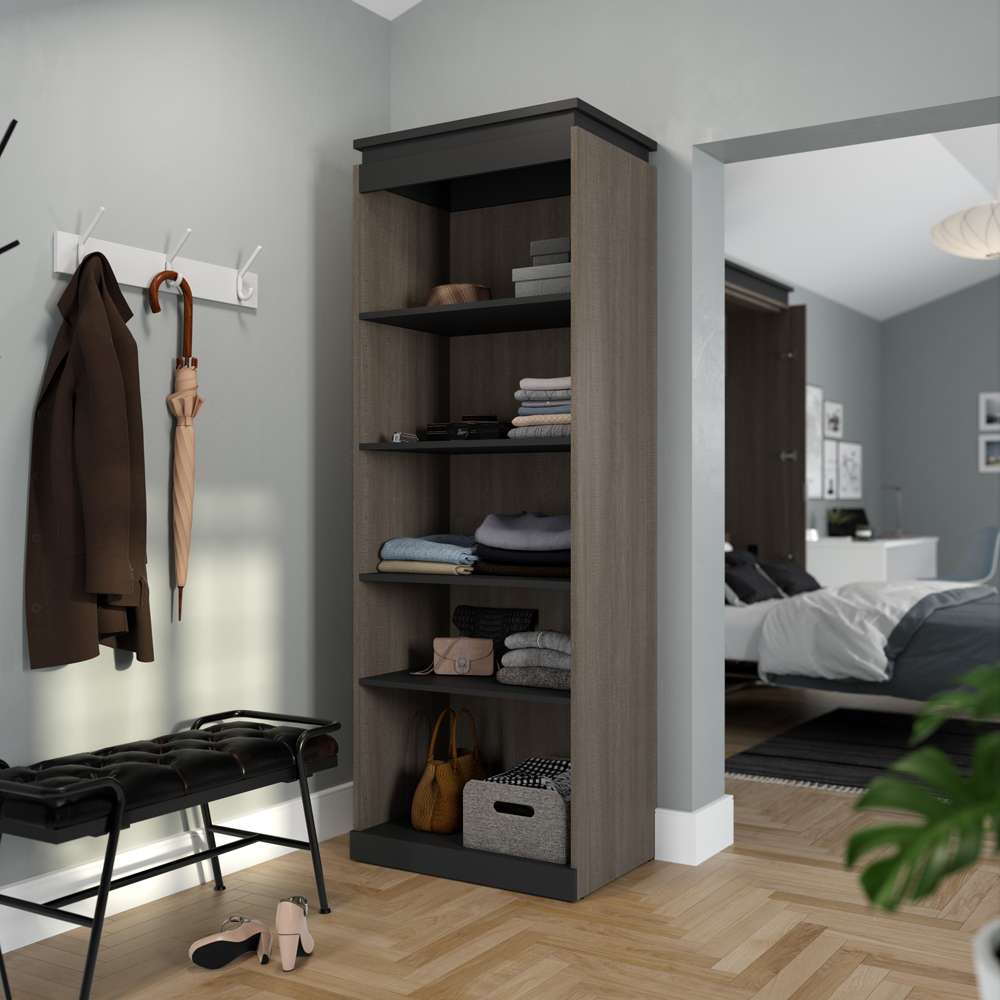 Bestar - Orion 30W Shelving Unit in Bark Gray & Graphite - 116160-000047 veiw 8