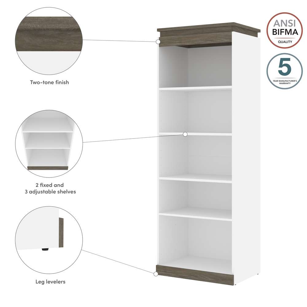 Bestar - Orion 30W Shelving Unit in White & Walnut Grey - 116160-000017 veiw 9