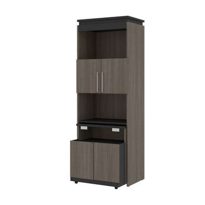 Bestar - Orion 30W Shelving Unit with Fold-Out Desk in Bark Gray & Graphite - 116166-000047 veiw 1