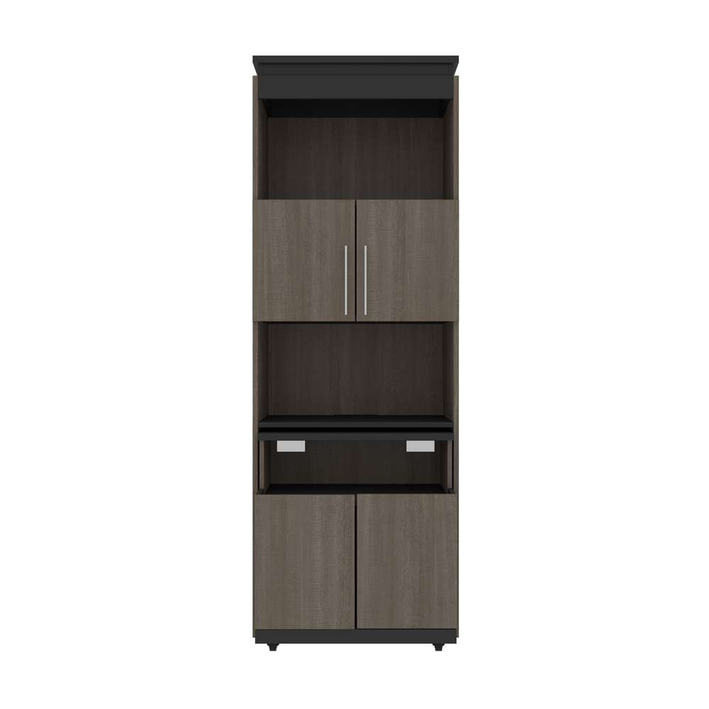 Bestar - Orion 30W Shelving Unit with Fold-Out Desk in Bark Gray & Graphite - 116166-000047 veiw 3