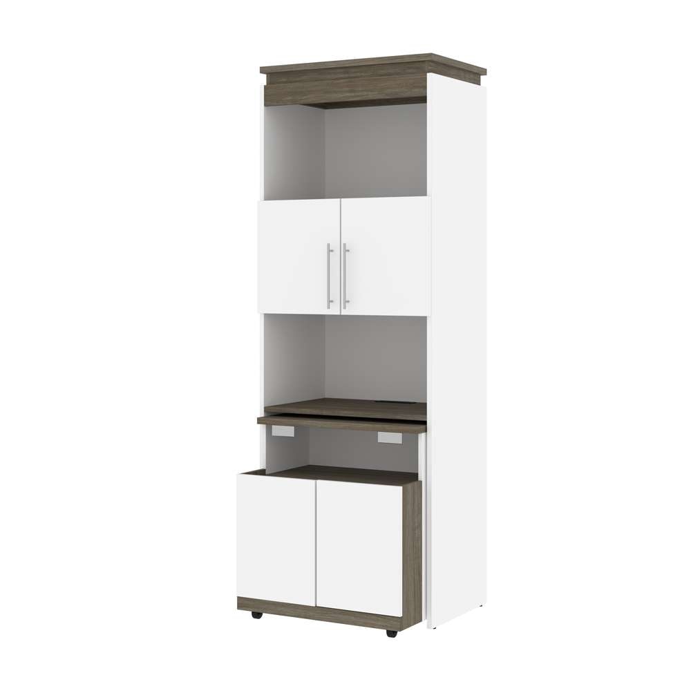 Bestar - Orion 30W Shelving Unit with Fold-Out Desk in White & Walnut Grey - 116166-000017 veiw 1