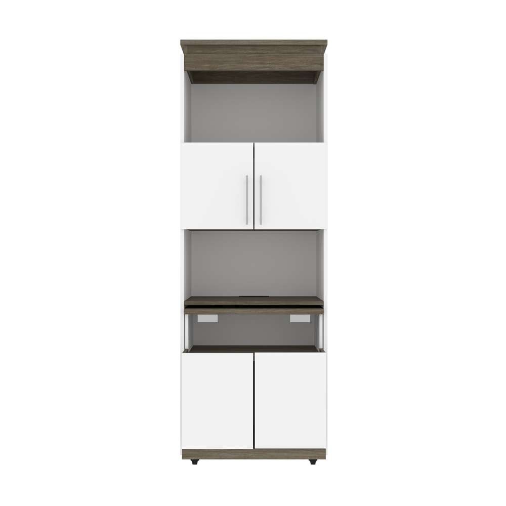 Bestar - Orion 30W Shelving Unit with Fold-Out Desk in White & Walnut Grey - 116166-000017 veiw 3