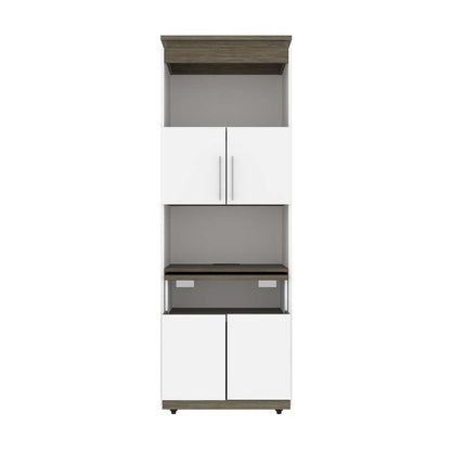 Bestar - Orion 30W Shelving Unit with Fold-Out Desk in White & Walnut Grey - 116166-000017 veiw 3