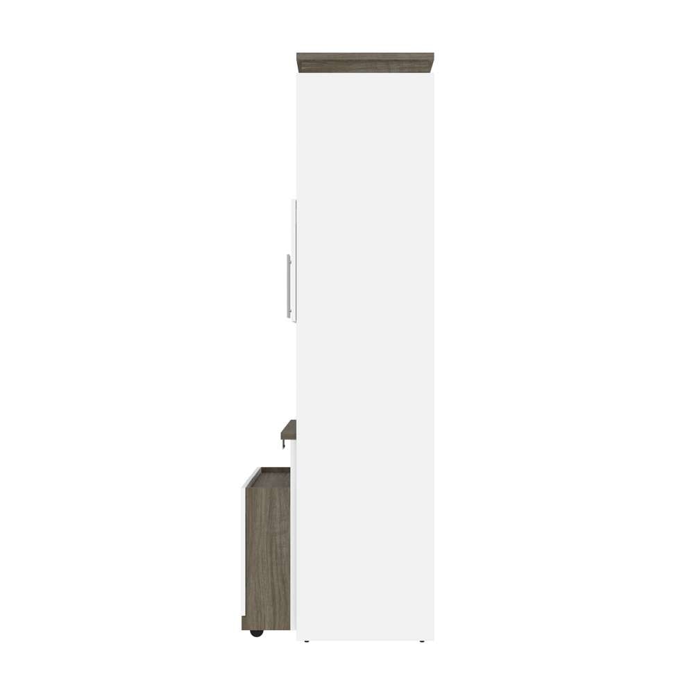 Bestar - Orion 30W Shelving Unit with Fold-Out Desk in White & Walnut Grey - 116166-000017 veiw 4
