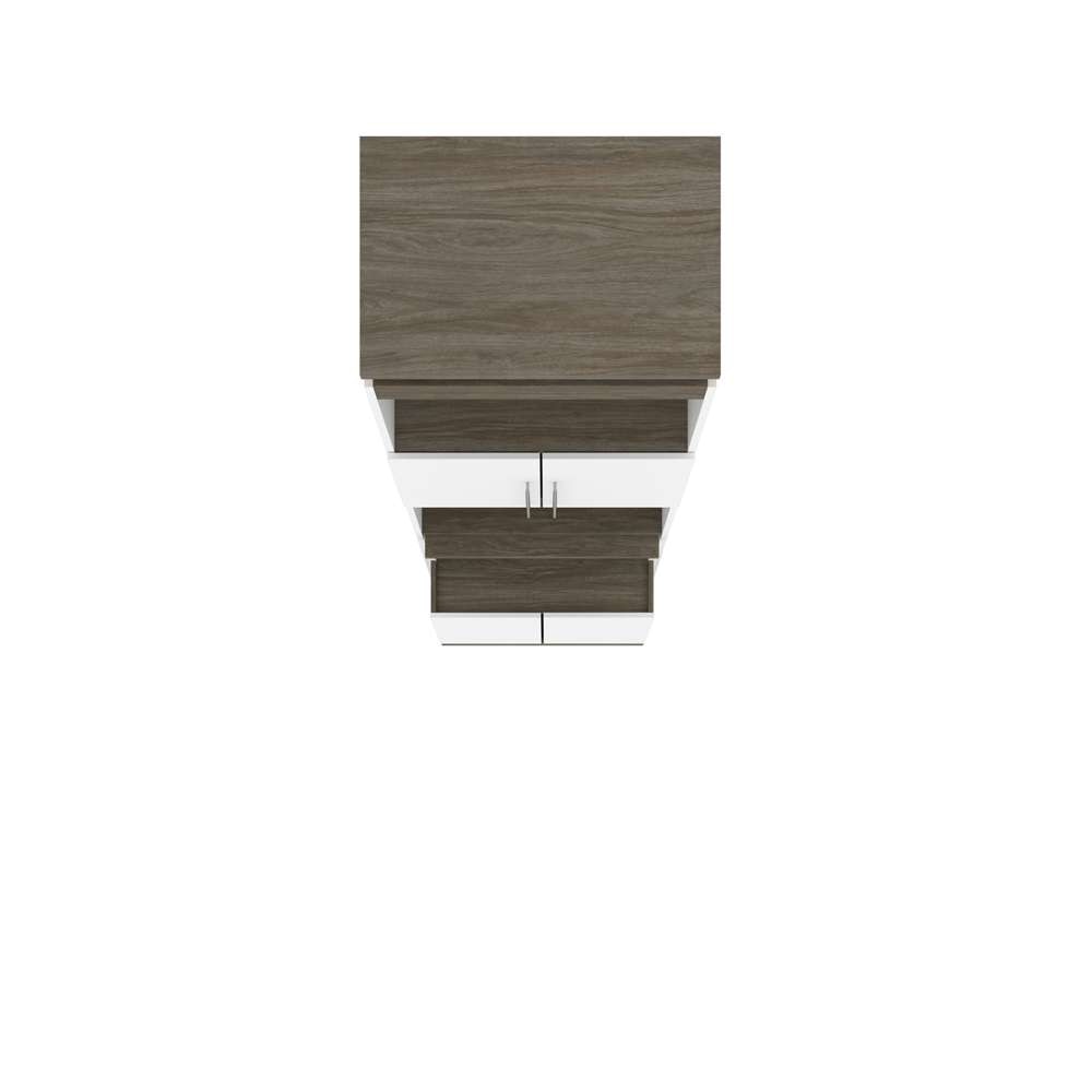 Bestar - Orion 30W Shelving Unit with Fold-Out Desk in White & Walnut Grey - 116166-000017 veiw 6