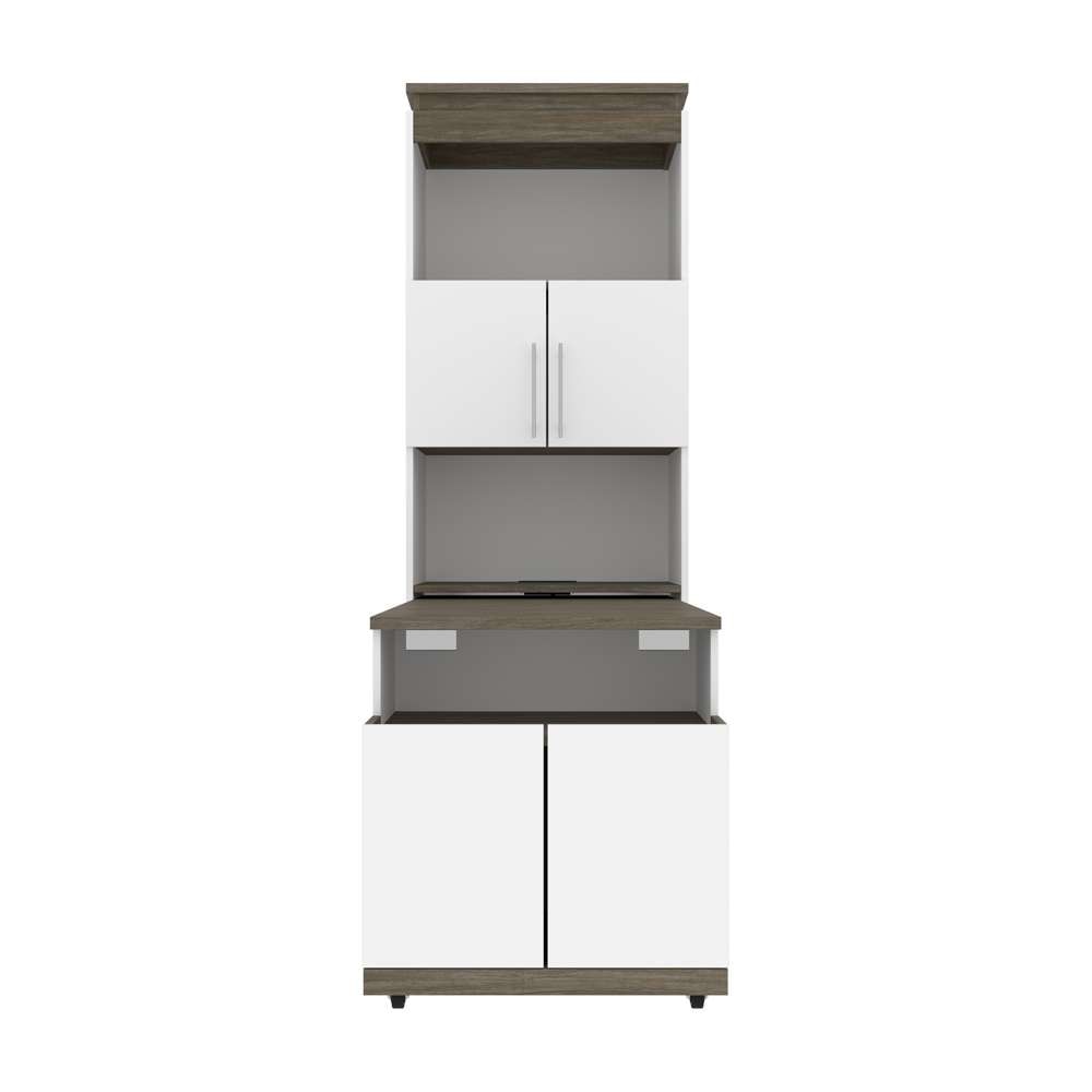 Bestar - Orion 30W Shelving Unit with Fold-Out Desk in White & Walnut Grey - 116166-000017 veiw 9