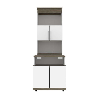Bestar - Orion 30W Shelving Unit with Fold-Out Desk in White & Walnut Grey - 116166-000017 veiw 9
